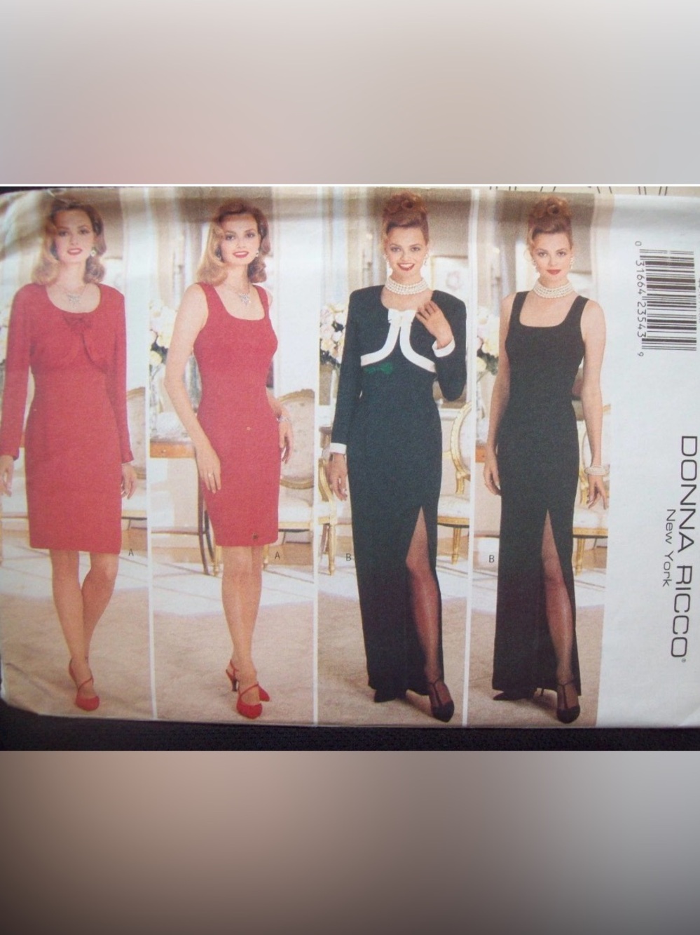 Vintage Butterick Pattern 4430 Donna Ricco 
Princess Seam Dress 
 UNCUT 6-10